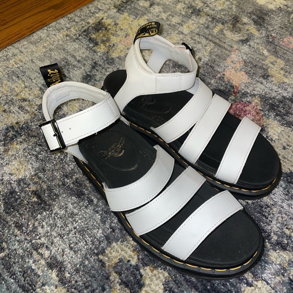 White Doc Marten Platform Sandals “Blair Hydro Leather Strap Sandals” Size 9 - Picture 1 of 3